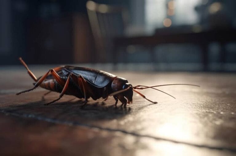 Cucaracha sur le sol, service d'extermination de nuisibles, contrôle et elimination de cafards, solution professionnelle pour la désinsectisation.